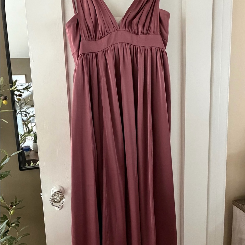 Azazie Mauve Empire Waist Maxi Dress